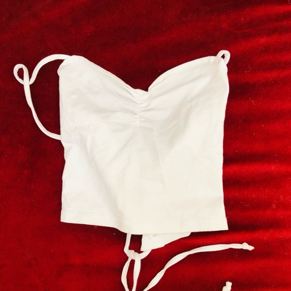 American Apparel vintage white lace up tank top